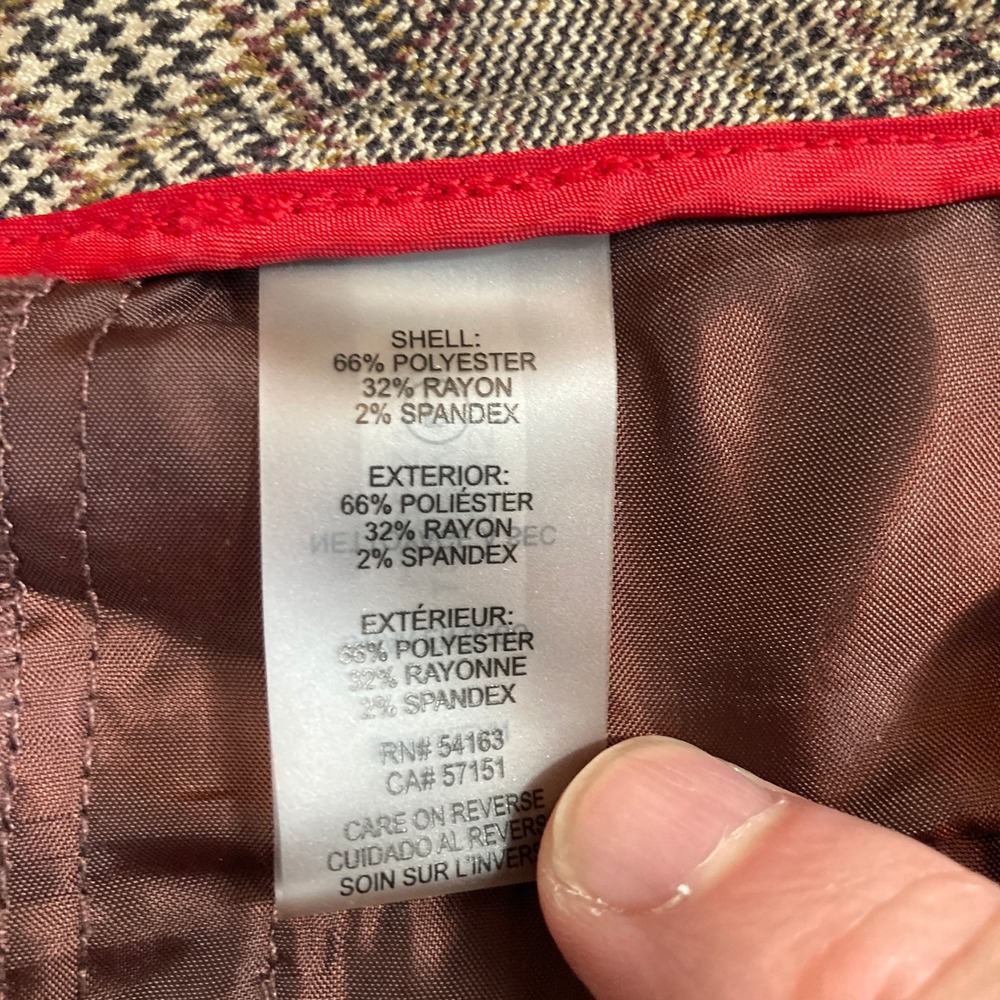 Tommy Hilfiger Women 4 Brown Glen Plaid Slim Leg Trousers H98PZ16B Business - Picture 11 of 12